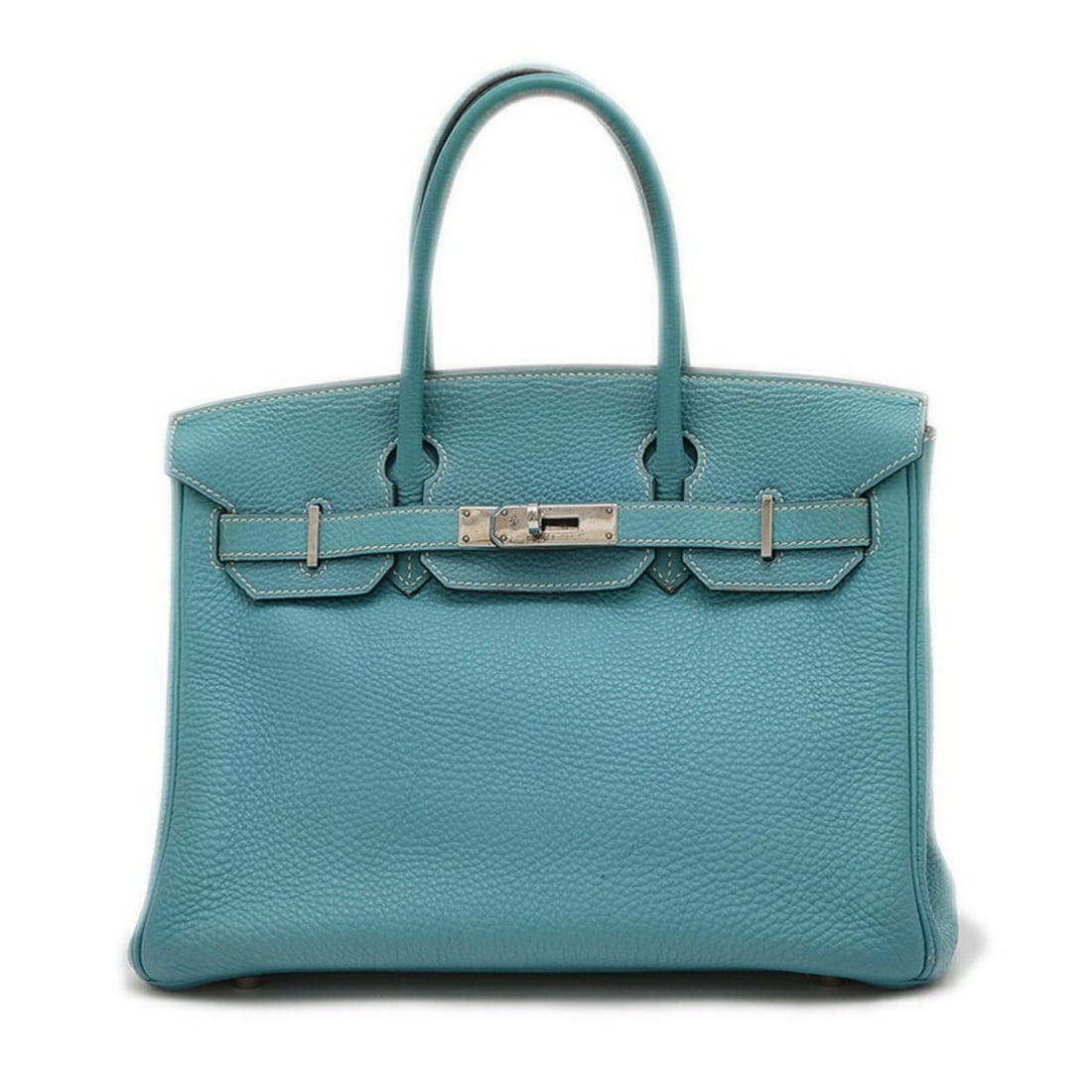 Hermes Birkin 30 Handbag Togo Blue Jean I Engraved Padlock Missing: --- Catalog ---Category: SizeWeight: 860g / 1.89lb.Size (HxWxD): 23.5cm x 30cm x 15cm / 9.25'' x 11.81'' x 5.9''Category: DesignType: HandbagColor: Blue jeanGender: WomenMaterial: Togo leather Hardwar