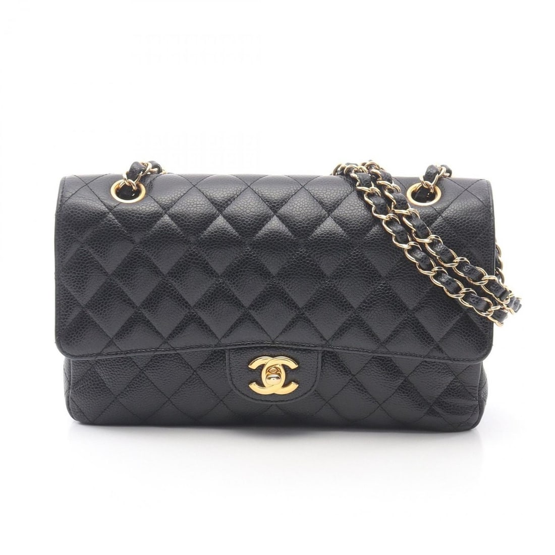 CHANEL Matelasse Double Flap Shoulder Bag in Caviar (Grained Calfskin) for Women, Black: --- Catalog ---Category: SizeSize (HxWxD): 16cm x 25cm x 6.5cm / 6.29'' x 9.84'' x 2.55''Category: DesignType: Shoulder bagColor: BlackGender: WomenMaterial: Grained Calfskin Category: GeneralBrand: C