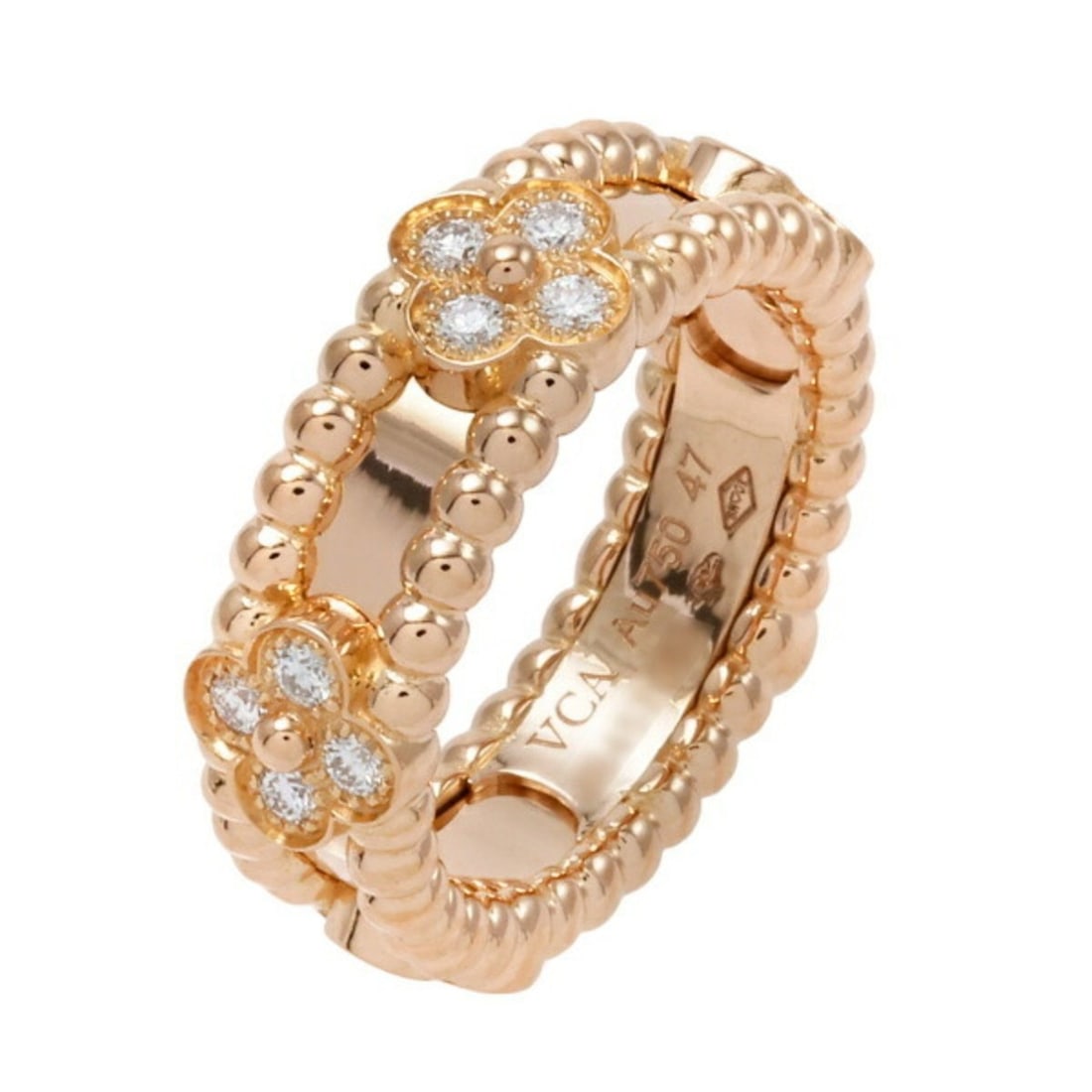 Van Cleef & Arpels Perlée Clover Sweet 18K Rose Gold Ring: --- Catalog ---Category: SizeJP Size: 7US Size: 4Category: DesignType: Band ringStone: DiamondGender: WomenMaterial: Rose gold (18K)Category: GeneralBrand: Van Cleef & Arpels--- Item List ---Section: 