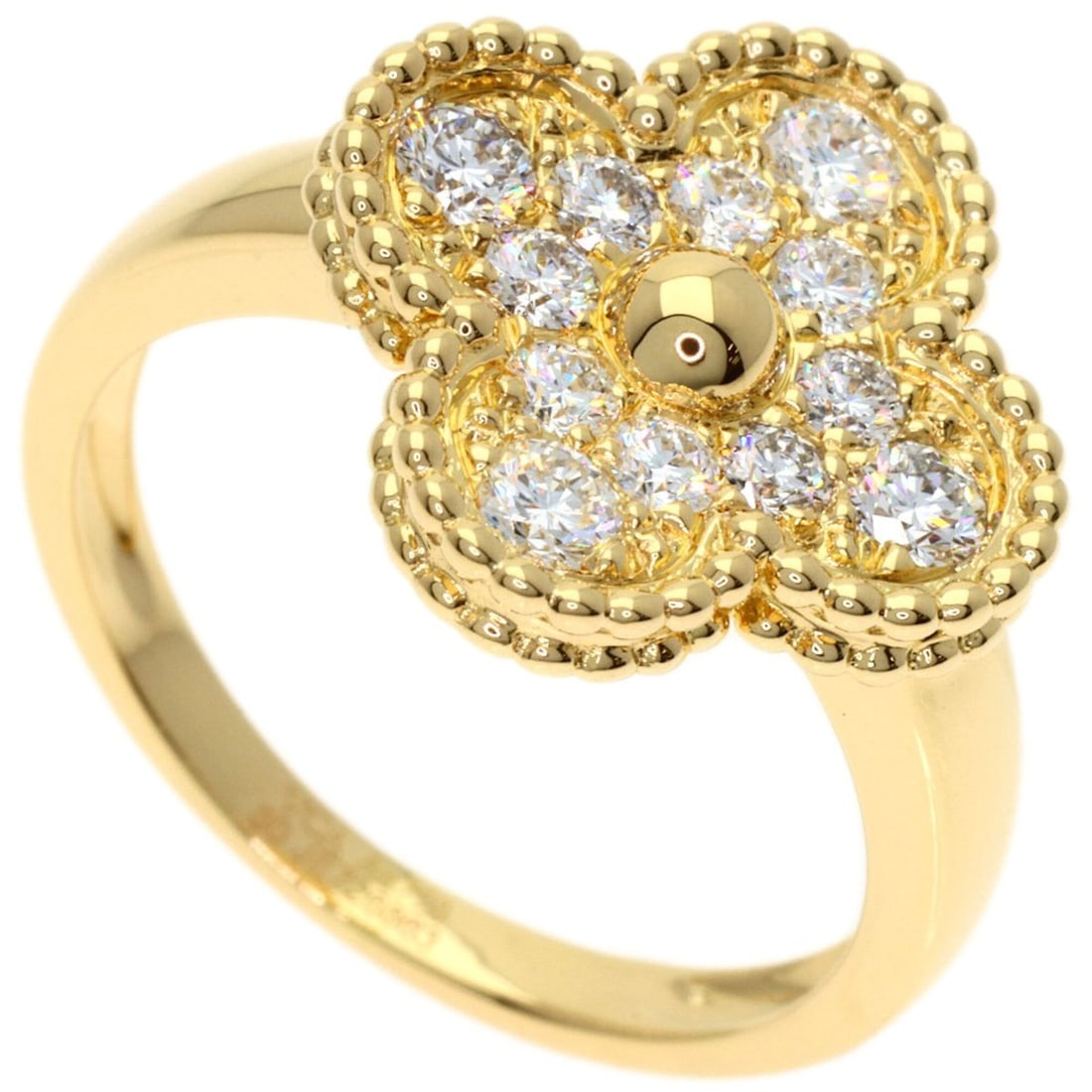 Van Cleef & Arpels Vintage Alhambra Diamond Ring #50, 18K Yellow Gold, Women's.: --- Catalog ---Category: SizeJP Size: 10US Size: 5.5Category: DesignType: Band ringColor: GoldGender: WomenMaterial: Yellow gold (18K)Category: GeneralBrand: Van Cleef & Arpels--- Item List ---Section