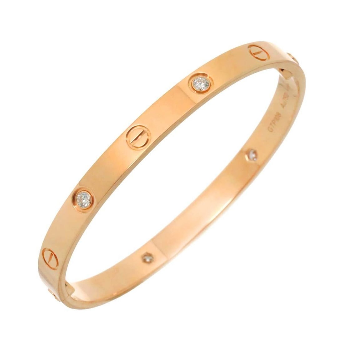 Cartier Love Bracelet #17 Half Diamond 4P K18 PG Pink Gold 750 Bangle (1 of 20)