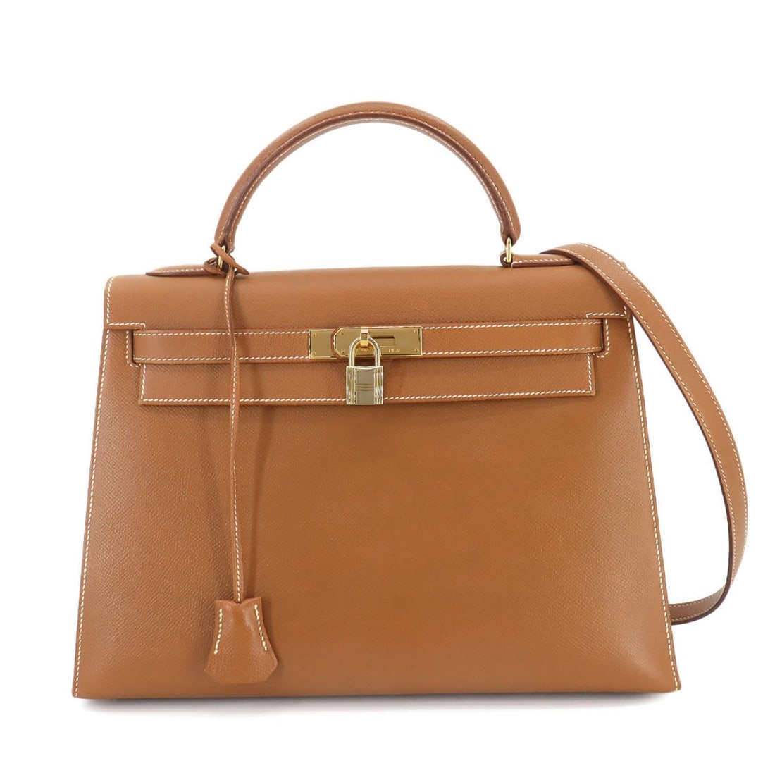 Hermes Kelly 32 2way hand shoulder bag, Cushvel, Epsom, gold, outside stitching, W stamp, gold: --- Catalog ---Category: SizeSize (HxWxD): 23cm x 33cm x 12cm / 9.05'' x 12.99'' x 4.72''Category: DesignType: Shoulder bagColor: BrownGender: WomenMaterial: Courchevel leather Category: GeneralBrand: