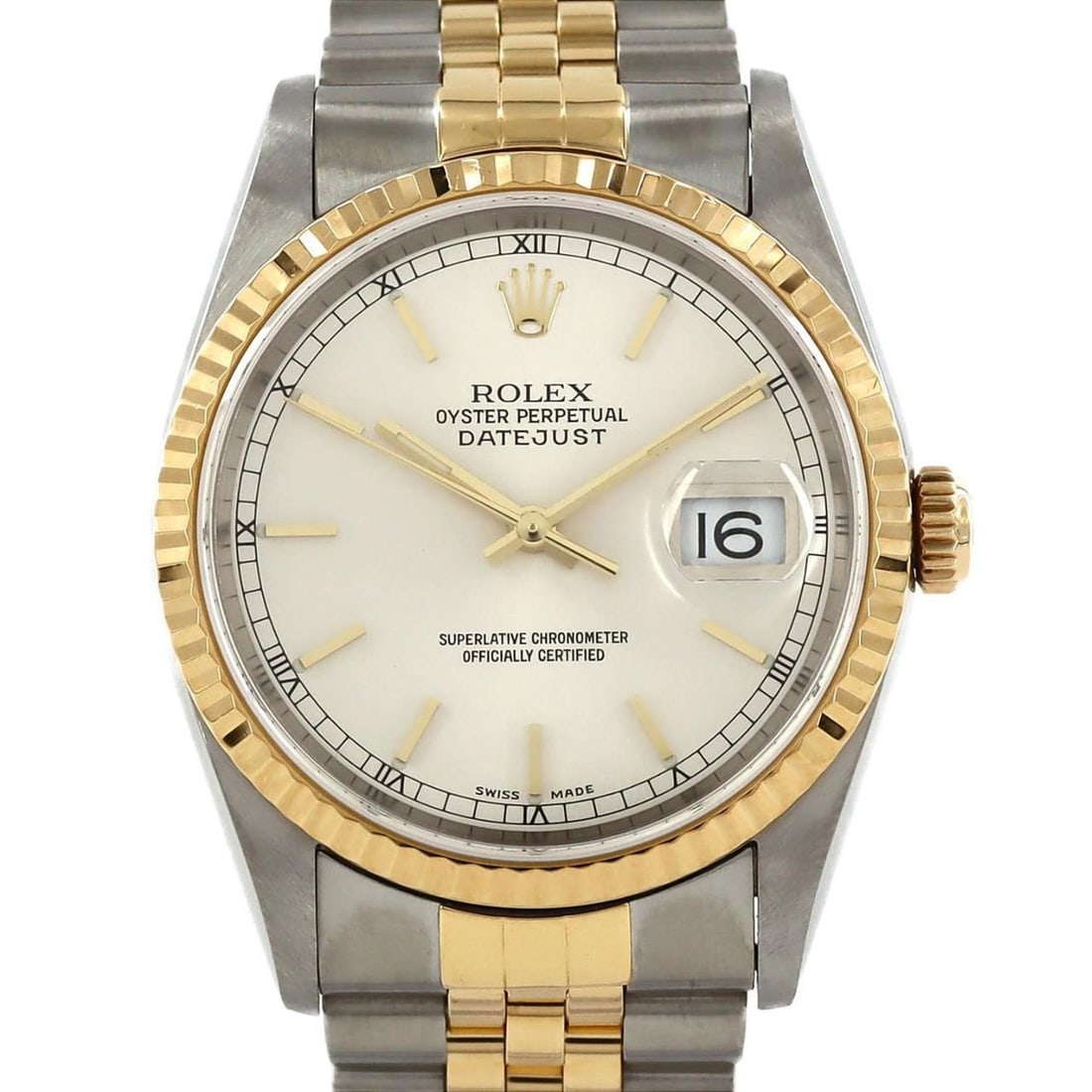 Rolex Datejust 16233 SSxYG Automatic Watch K Series: --- Catalog ---Category: SizeWrist Size: 19.5cm / 7.67''Case Diameter: 36mm / 1.42''Category: DesignType: WristwatchGender: MenColor (Dial): SilverMaterial (Band): Stainless steel, Yellow