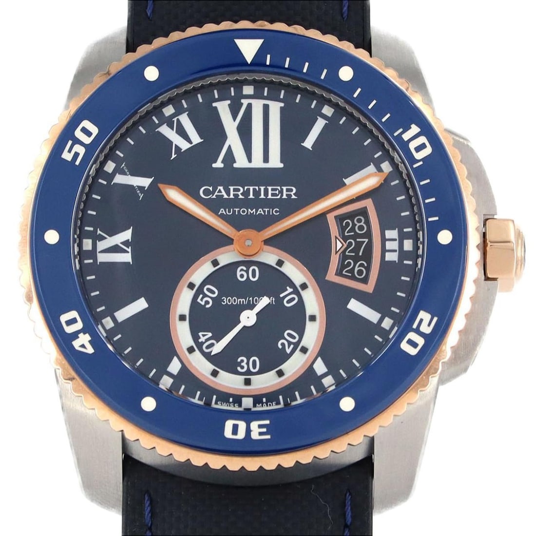 Cartier Calibre de Diver PG Combi W2CA0008 SSxPG Wristwatch Automatic: --- Catalog ---Category: SizeCase Diameter: 42mm / 1.65''Category: DesignType: WristwatchDisplay: AnalogColor (Dial): BlueMaterial (Case): Pink gold, Stainless steelCategory: GeneralBrand: