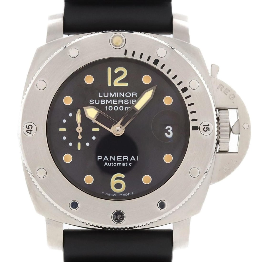 Panerai Luminor Submersible 1950 PAM00243 SS Automatic Watch: --- Catalog ---Category: SizeCase Diameter: 44mm / 1.73''Category: DesignType: WristwatchGender: MenDisplay: AnalogColor (Dial): BlackMaterial (Band): RubberMaterial (Case): Stainless steelCategory: