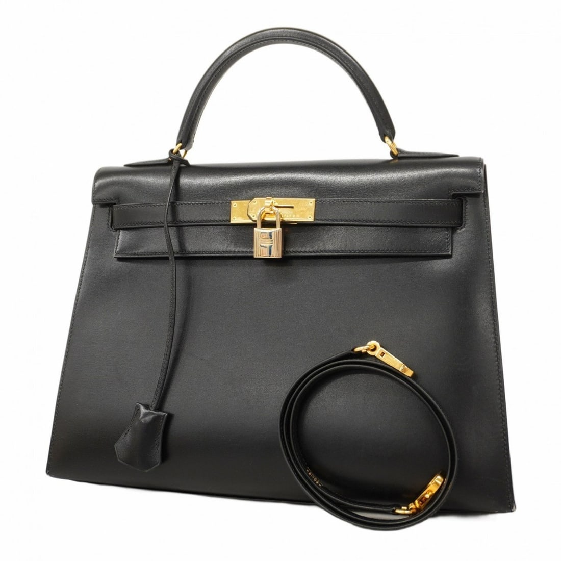 Hermes handbag Kelly 32 box calf black B stamp ladies: --- Catalog ---Category: SizeSize (HxWxD): 24.5cm x 33cm x 12cm / 9.64'' x 12.99'' x 4.72''Category: DesignType: HandbagColor: BlackGender: WomenMaterial: Box calf leather Hardware Color: GoldCategory