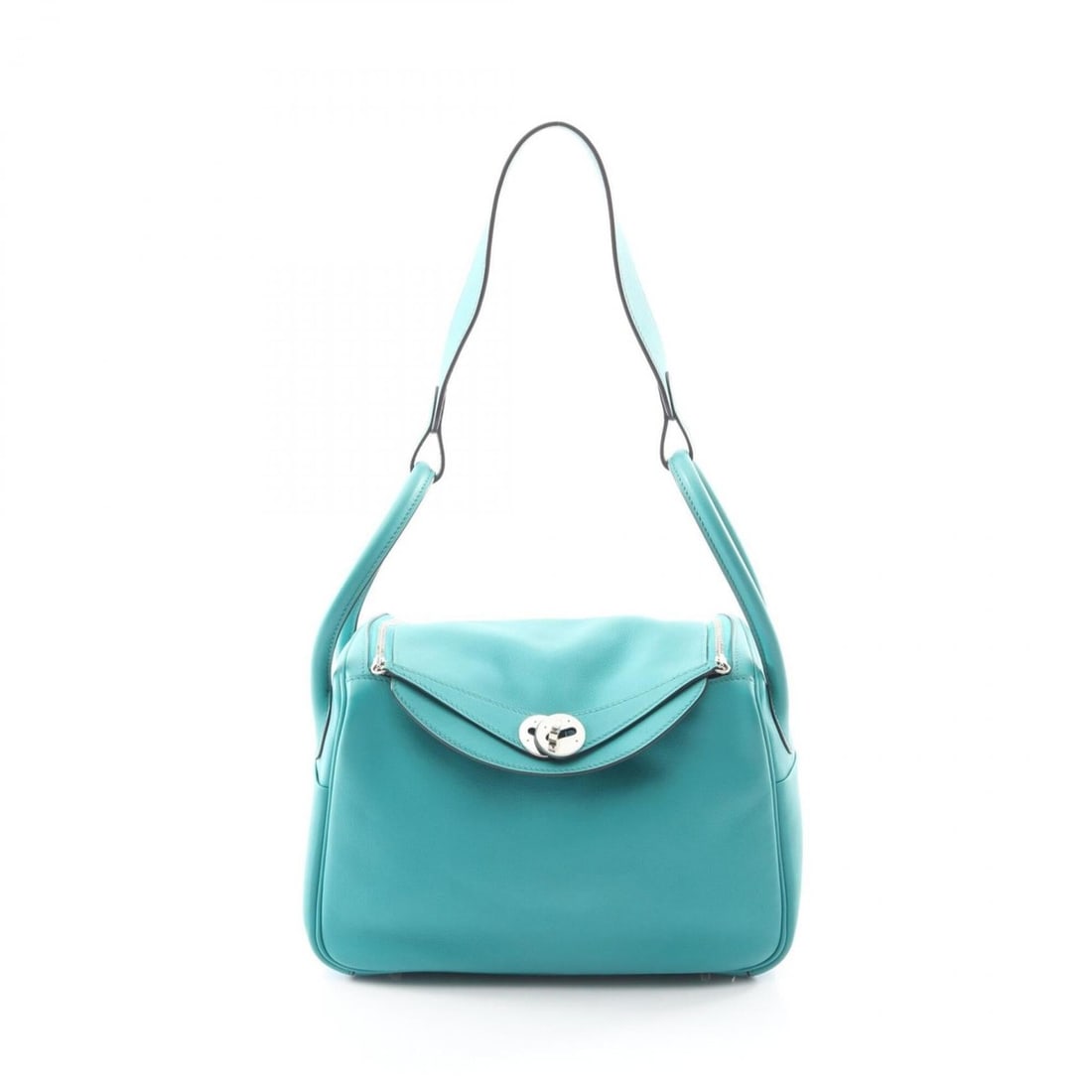 Hermes Lindy 26 Shoulder Bag/Handbag, Leather, Veau Swift, Women's, Green: --- Catalog ---Category: SizeSize (HxWxD): 18cm x 26cm x 12.5cm / 7.08'' x 10.23'' x 4.92''Category: DesignType: Handbag, Shoulder bagColor: Blue paon, GreenGender: WomenMaterial: Leather Leather/Fur 