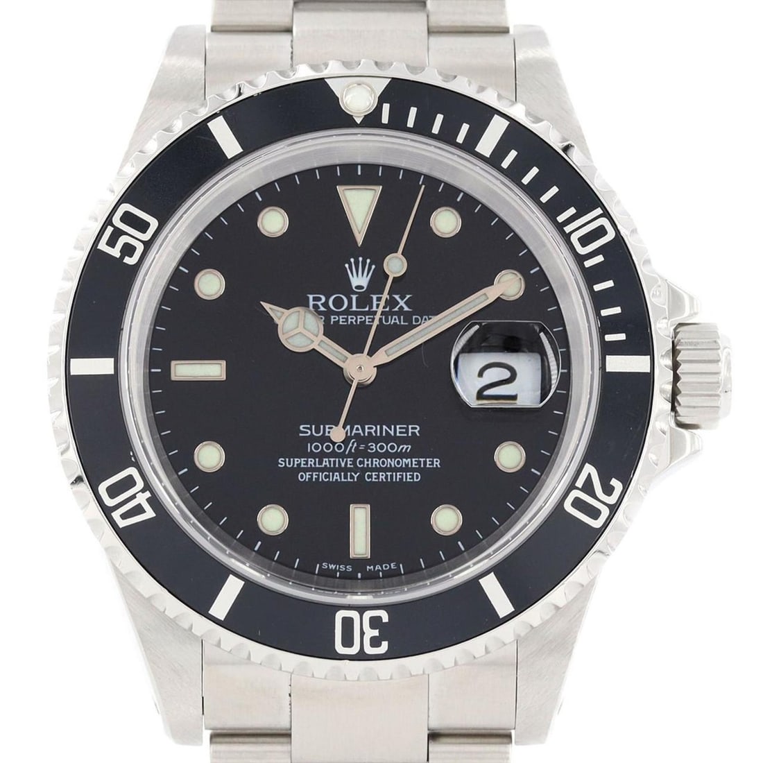 Rolex Submariner Date 16610 SS Wristwatch Automatic Y serial number: --- Catalog ---Category: SizeWrist Size: 19.5cm / 7.67''Case Diameter: 40mm / 1.57''Category: DesignType: WristwatchGender: MenColor (Dial): BlackMaterial (Band): Stainless steelMaterial (Case):