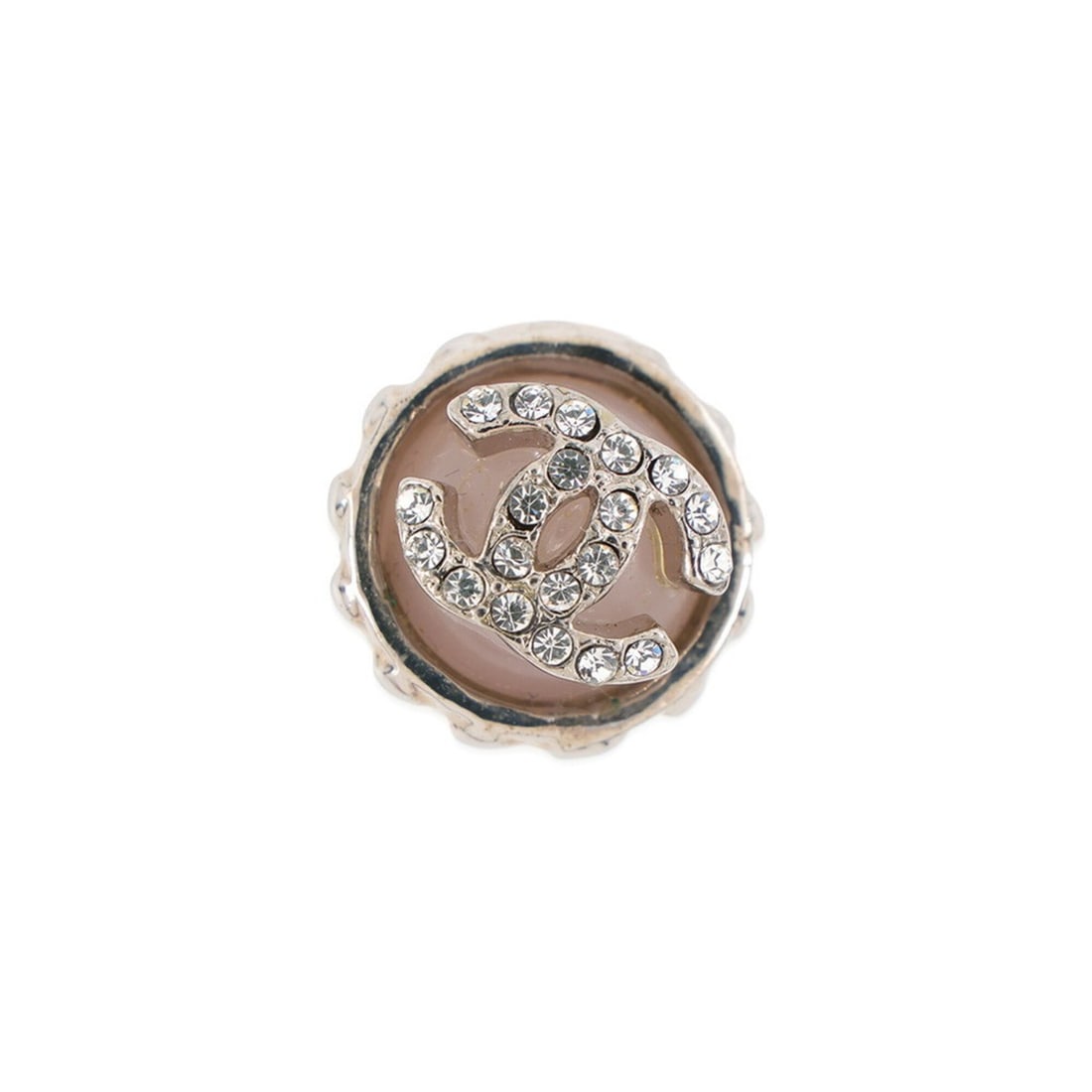 Chanel brooch with rhinestones 02C CHANEL pin badge BROACH: --- Catalog ---Category: SizeSize (HxWxD): 1.1cm x 1.1cm / 0.43'' x 0.43''Category: DesignType: Pin broochColor: Pink, SilverStone: RhinestoneGender: Women,MenMaterial: MetalCategory: GeneralBrand: Ch