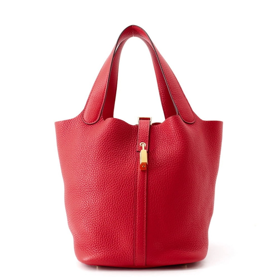 Hermes Picotin Lock MM handbag, Rouge Casaque, Taurillon Clemence leather, C stamp, HERMES tote bag,: --- Catalog ---Category: SizeWeight: 650g / 1.43lb.Size (HxWxD): 22cm x 22cm x 17cm / 8.66'' x 8.66'' x 6.69''Category: DesignType: Handbag, Tote bagColor: Rouge casaqueGender: WomenMaterial: Taurillo