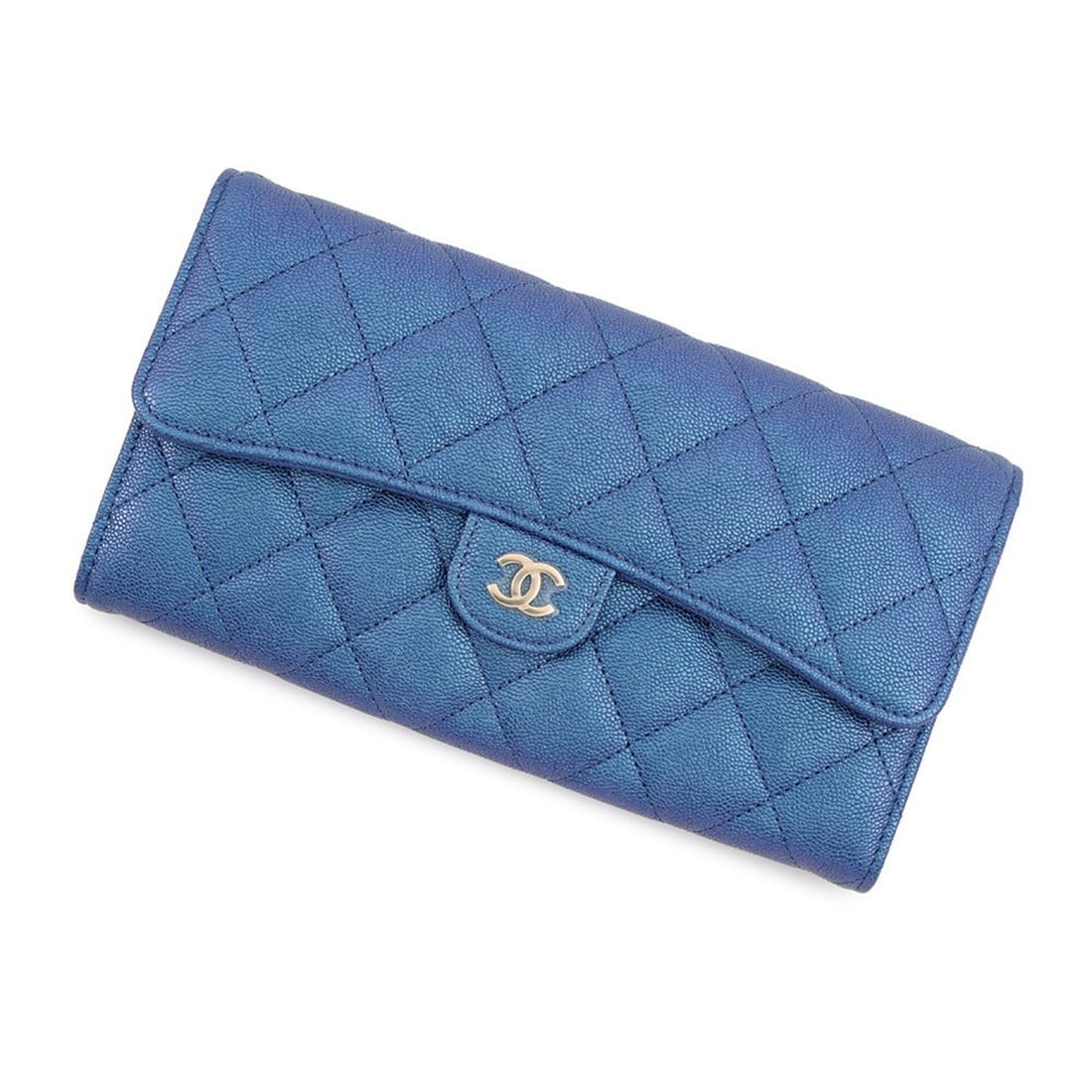 Chanel Classic Long Flap Wallet Matelassé Coco Mark Caviar Skin AP0241 CHANEL Metallic Women's: --- Catalog ---Category: SizeSize (HxWxD): 11cm x 19.5cm / 4.33'' x 7.67''Category: DesignType: Long wallet (bi-fold)Color: Metallic blueGender: WomenMaterial: Grained Calfskin Category: GeneralBrand: