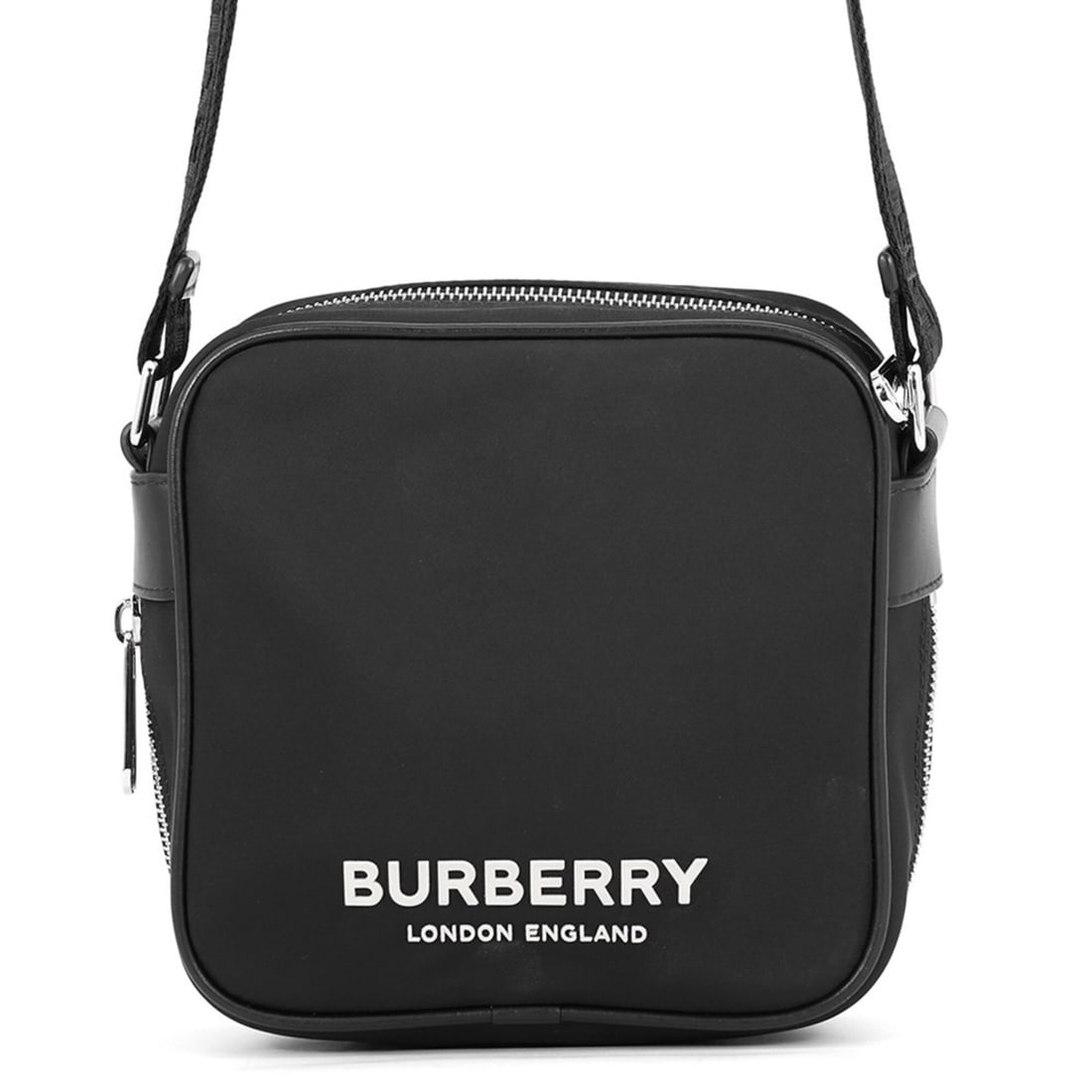 Burberry Shoulder Bag, Nylon & Leather, 8066111, BURBERRY, Black, Handbag, Men's, BURBERRY: --- Catalog ---Category: SizeWeight: 360g / 12.69oz.Size (HxWxD): 16.5cm x 16.5cm x 6.5cm / 6.49'' x 6.49'' x 2.55''Strap Length: 79cm - 122cm / 31.1'' - 48.03''Category: DesignType: Handbag, Shoulder