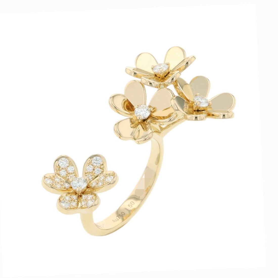 Van Cleef & Arpels Frivole Entre Les Doigts Ring with 28 Diamonds (0.37ct total) in 18K Yellow Gold,: --- Catalog ---Category: SizeWidth: 2.7mm / 0.11''Weight: 6.6g / 0.23oz.JP Size: 10US Size: 5.5Category: DesignType: Band ringStone: DiamondGender: WomenClarity: IFMaterial: Yellow gold (18K)Weight (c