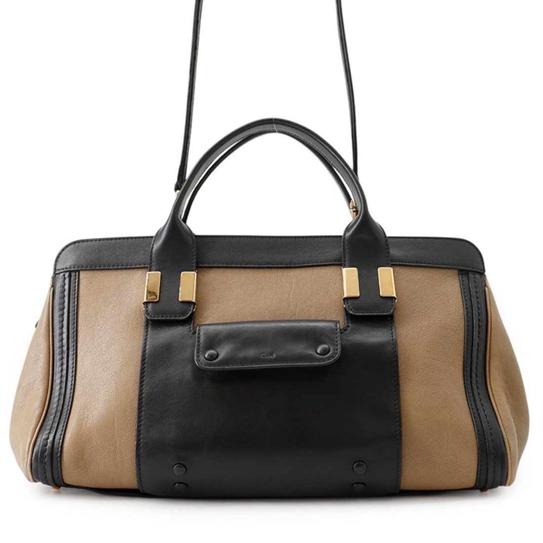 Chloé Chloe Alice Leather Handbag, 2-way Shoulder Bag,: --- Catalog ---Category: SizeWeight: 1.26kg / 2.77lb.Size (HxWxD): 22cm x 37cm x 18cm / 8.66'' x 14.56'' x 7.08''Strap Length: 100.5cm / 39.56''Category: DesignType: HandbagColor: Black, BrownGender: 