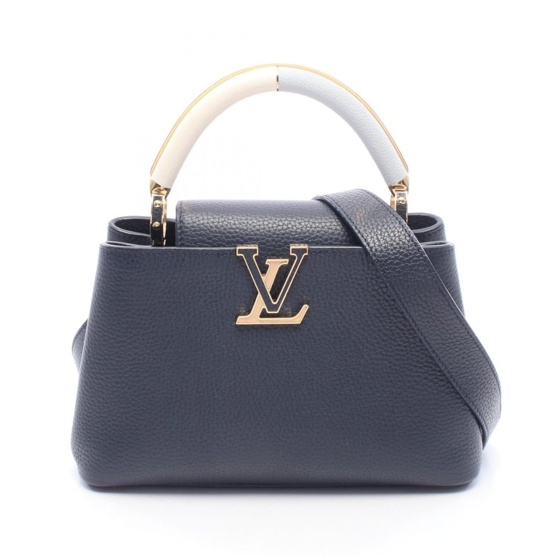 Louis Vuitton Capucines BB 2-Way Handbag, Leather, Taurillon Women's, Navy/Multicolor, M11977 (1 of 10)
