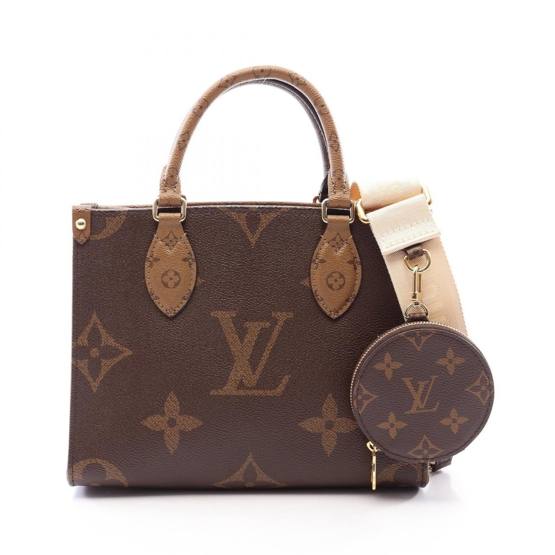 Louis Vuitton OnTheGo PM 2-Way Handbag, Coated Canvas, Monogram Giant Reverse, Women's, Brown/Beige, (1 of 13)