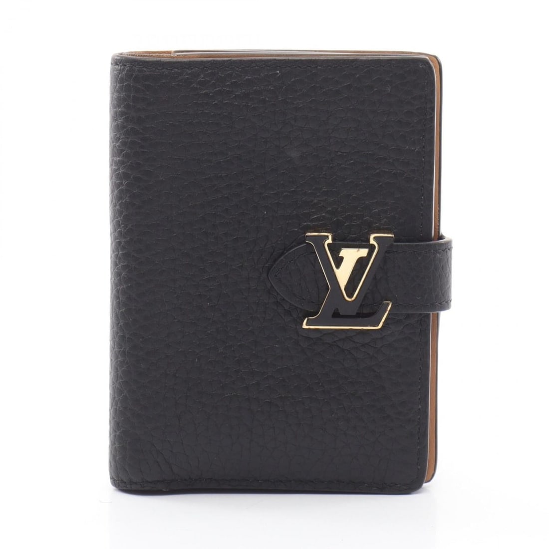 Louis Vuitton LV Vertical Wallet Compact Noir Bi-fold Wallet, Taurillon Leather, Women's, Black, (1 of 13)