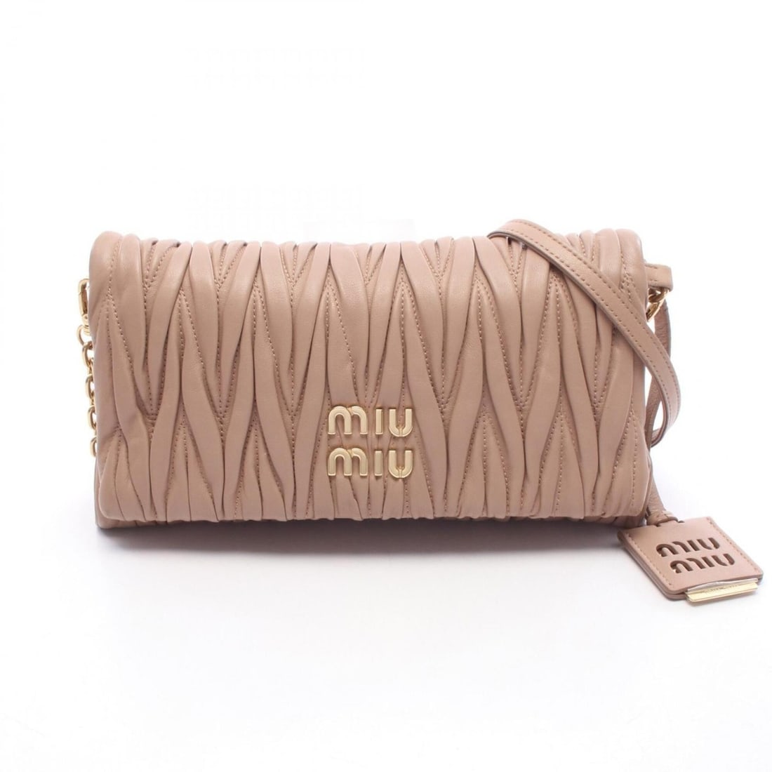 Miu Miu Miu Matelassé Shoulder Bag/Handbag, Leather, Women's, Pink, 5BH080: --- Catalog ---Category: SizeSize (HxWxD): 13.5cm x 23cm x 3cm / 5.31'' x 9.05'' x 1.18''Category: DesignType: Handbag, Shoulder bagColor: PinkGender: WomenMaterial: Leather Category: GeneralMPN: 5BH0