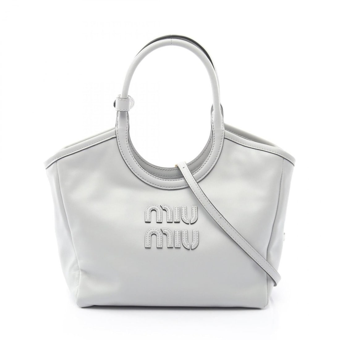 Miu Miu Miu Ivy 2-Way Handbag, Leather, Women's, Blue (1 of 10)
