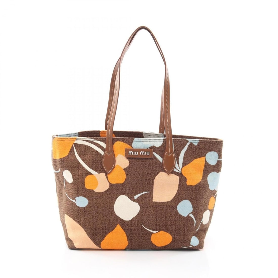 Miu Miu Miu Tessuto Print Tote Bag Handbag Canvas Leather Women's Brown Multicolor: --- Catalog ---Category: SizeSize (HxWxD): 28cm x 33cm x 15cm / 11.02'' x 12.99'' x 5.9''Category: DesignType: Handbag, Tote bagColor: Brown, Multi-colorGender: WomenMaterial: Canvas , Leather Categor