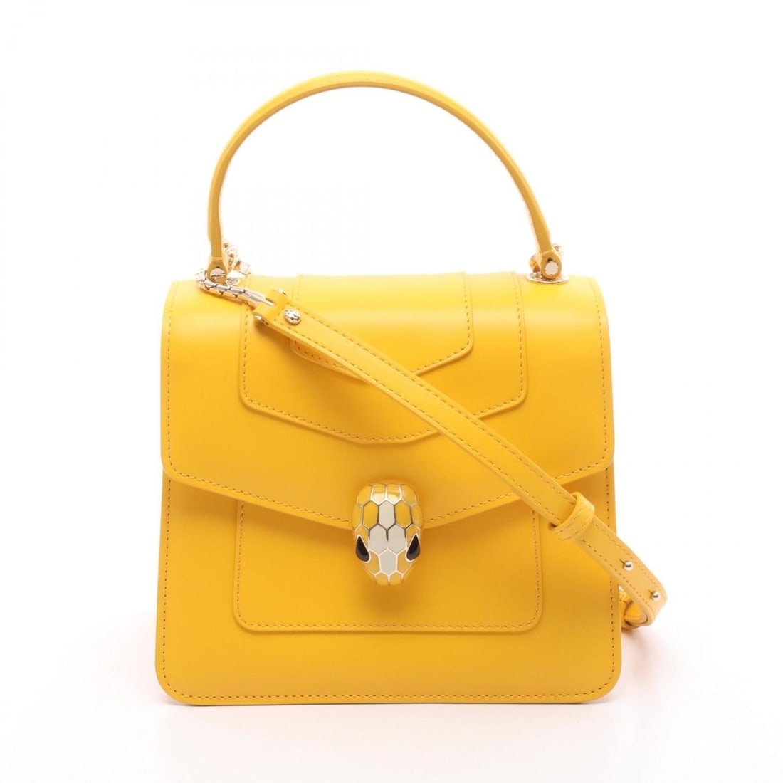 Bulgari BVLGARI Serpenti Forever Top Handle 2-Way Handbag, Leather, Women's, Yellow: --- Catalog ---Category: SizeSize (HxWxD): 16cm x 18cm / 6.29'' x 7.08''Category: DesignType: HandbagColor: YellowGender: WomenMaterial: Leather Category: GeneralBrand: Bvlgari--- Item List ---Section