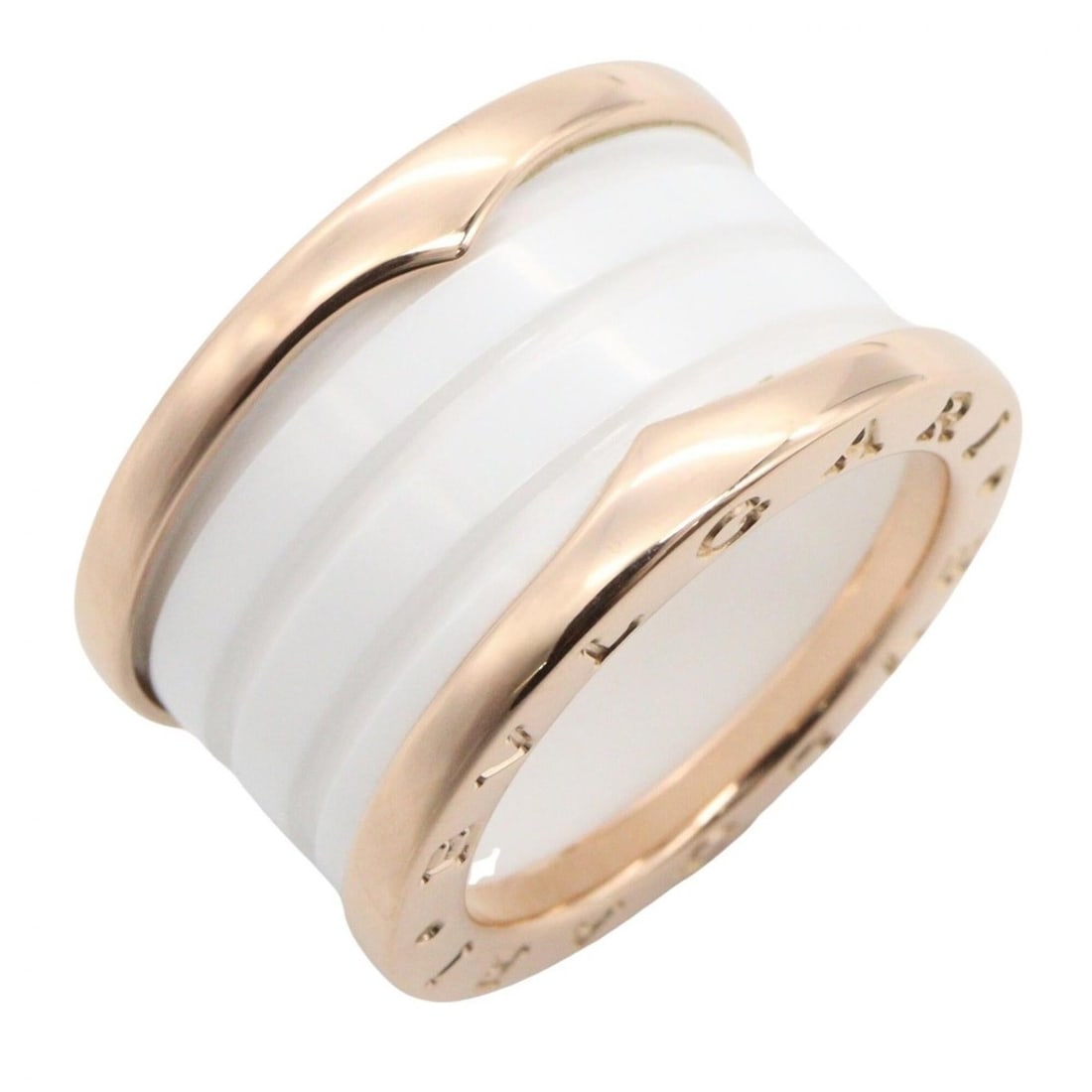 BVLGARI B-zero1 Ring, 3-band Ceramic Jewelry, 18KPG (Pink Gold), Ceramic, Men's/Women's, Gold/White: --- Catalog ---Category: SizeJP Size: 7US Size: 4Category: DesignType: Band ringColor: Gold, WhiteGender: Men,WomenMaterial: Ceramic, Pink gold (18K)Category: GeneralBrand: Bvlgari--- Item List ---Sec