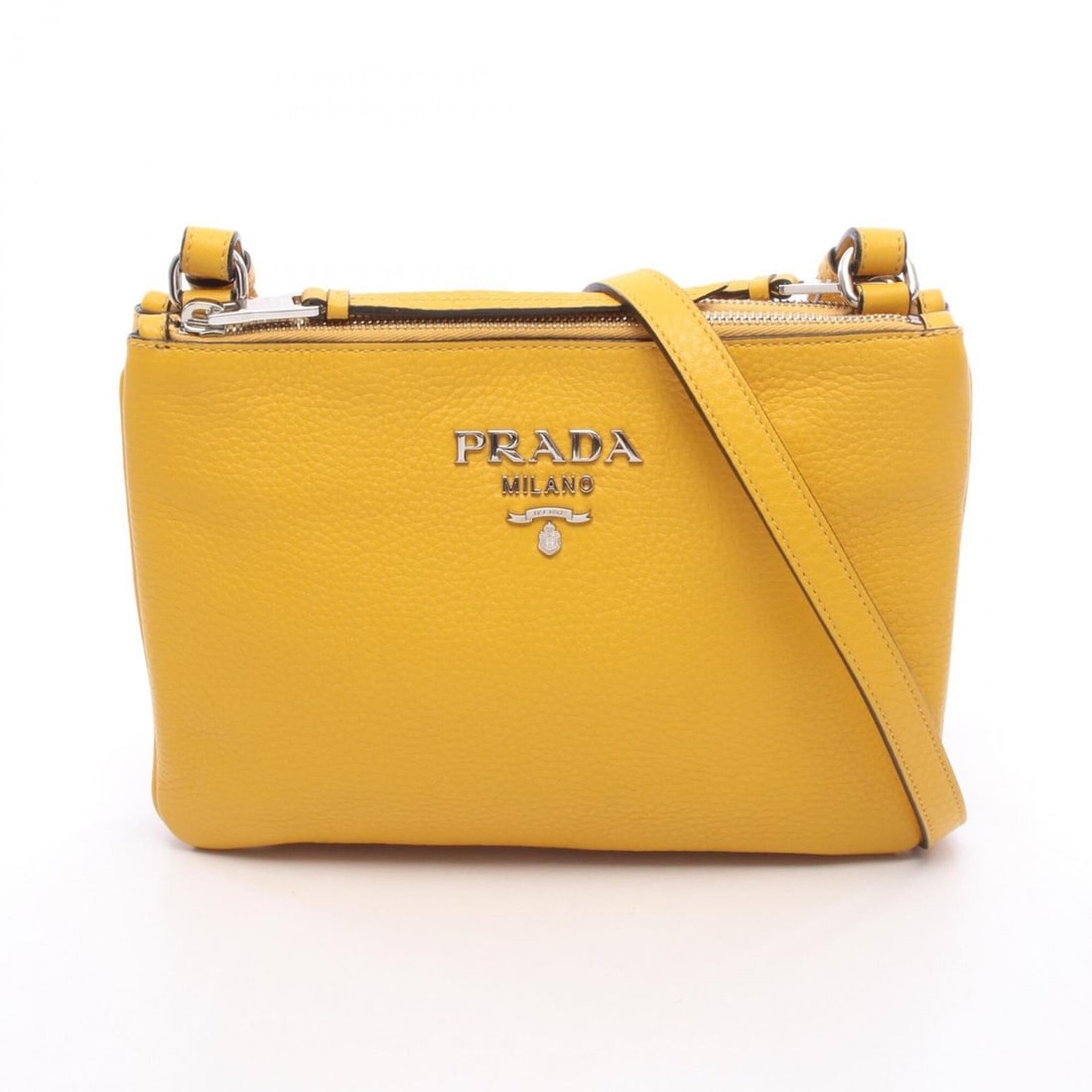 Prada PRADA Metal Logo Shoulder Bag Handbag Leather Women's Yellow (1 of 10)