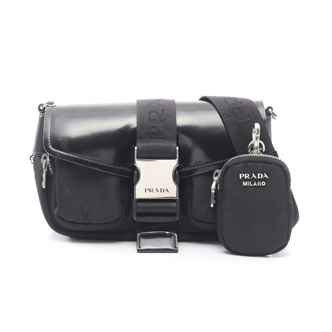 Prada PRADA Shoulder Bag Handbag Nylon Leather Women's Black 1BD295 (1 of 12)