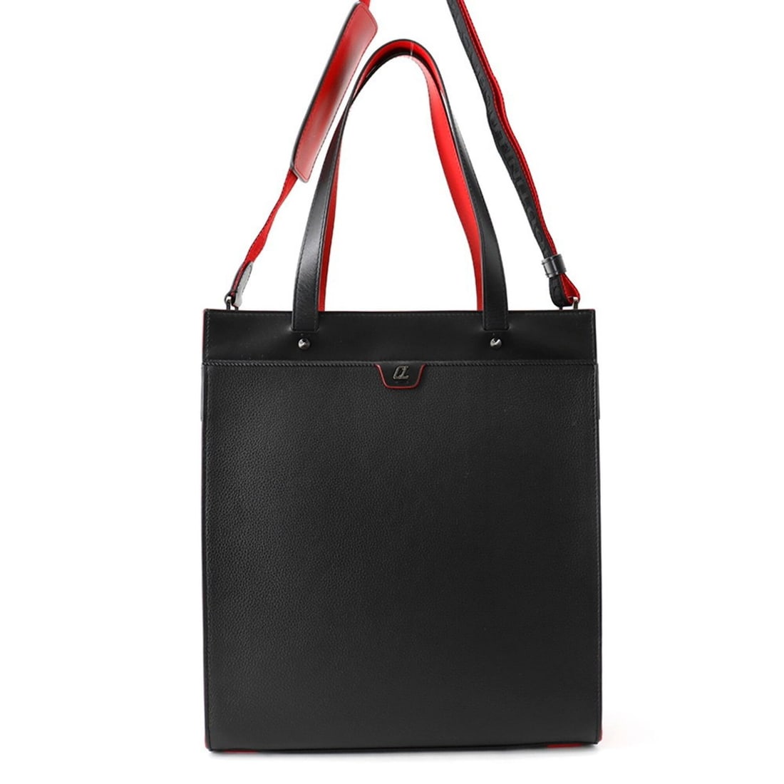 Christian Louboutin Ruistote Studded Tote Bag 1225141, Black, 2-way, Handbag: --- Catalog ---Category: SizeSize (HxWxD): 35.5cm x 31cm x 10cm / 13.97'' x 12.2'' x 3.93''Category: DesignType: Tote bagColor: Black, Red colorGender: WomenMaterial: Leather Category: GeneralBrand: C