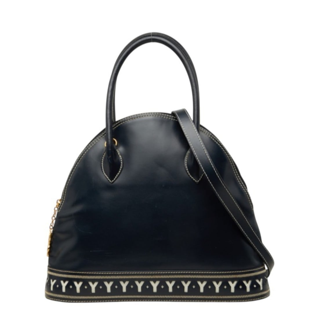 Saint Laurent Y-Cutout Handbag/Shoulder Bag, 2-Way, Navy Leather, Women's. (1 of 15)