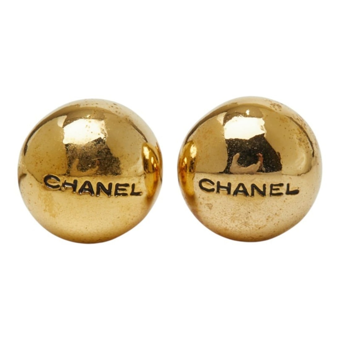 Chanel Ball Round Logo Earrings, Gold Plated (GP), Women's.: --- Catalog ---Category: SizeSize (HxWxD): 11.60mm x 11.60mm / 0.46'' x 0.46''Category: DesignType: Stud earringsGender: WomenMaterial: Gold platingCategory: GeneralBrand: Chanel--- Item List ---Secti
