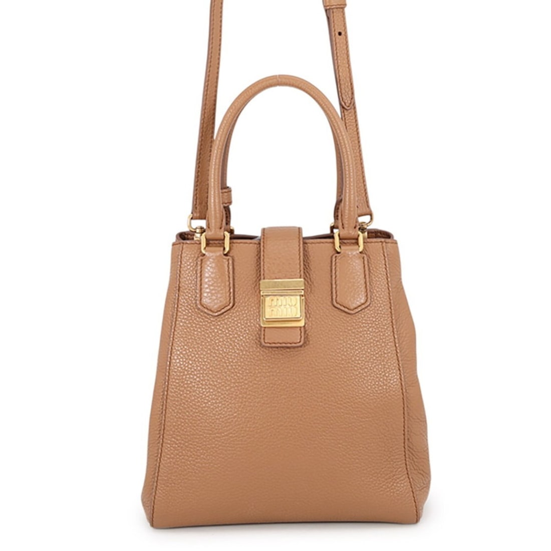 Miu Miu Miu Leather Handbag 5BA266 2-way Shoulder Bag: --- Catalog ---Category: SizeWeight: 710g / 1.56lb.Size (HxWxD): 24cm x 22cm x 13.5cm / 9.44'' x 8.66'' x 5.31''Strap Length: 111.5cm - 121.5cm / 43.89'' - 47.83''Category: DesignType: Handbag, Should