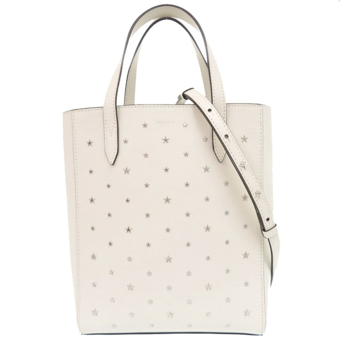 Jimmy Choo Bria Tote N S Star Studded Leather White 2-Way Bag Shoulder Handbag 0260JIMMY CHOO (1 of 10)