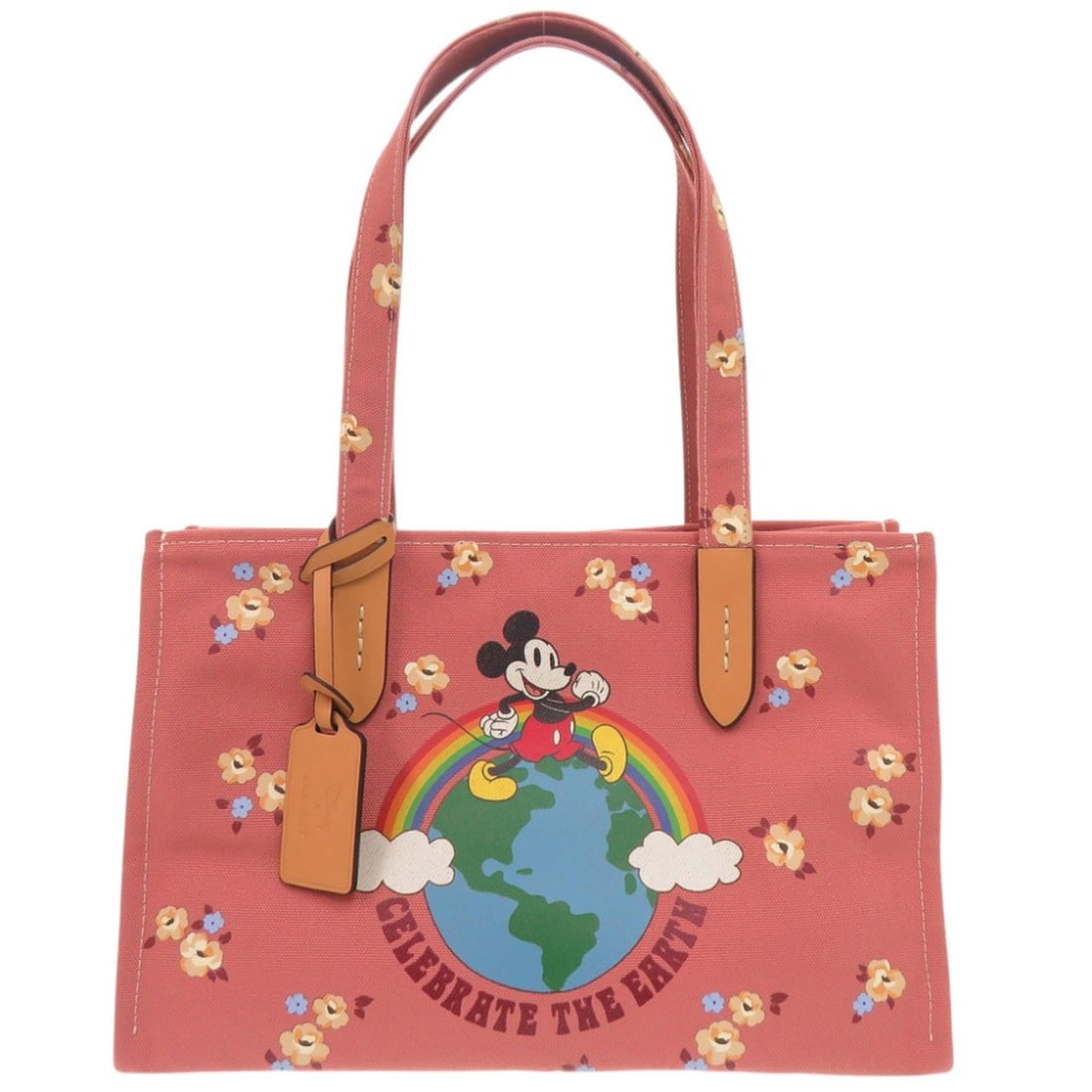 Coach Disney 100th Anniversary Limited Edition Mickey Mouse Floral CH419 Tote Bag Canvas Pink: --- Catalog ---Category: SizeSize (HxWxD): 20.5cm x 31cm x 15cm / 8.07'' x 12.2'' x 5.9''Category: DesignType: Tote bagColor: PinkGender: WomenMaterial: Canvas , Leather Category: GeneralBrand: CoachC