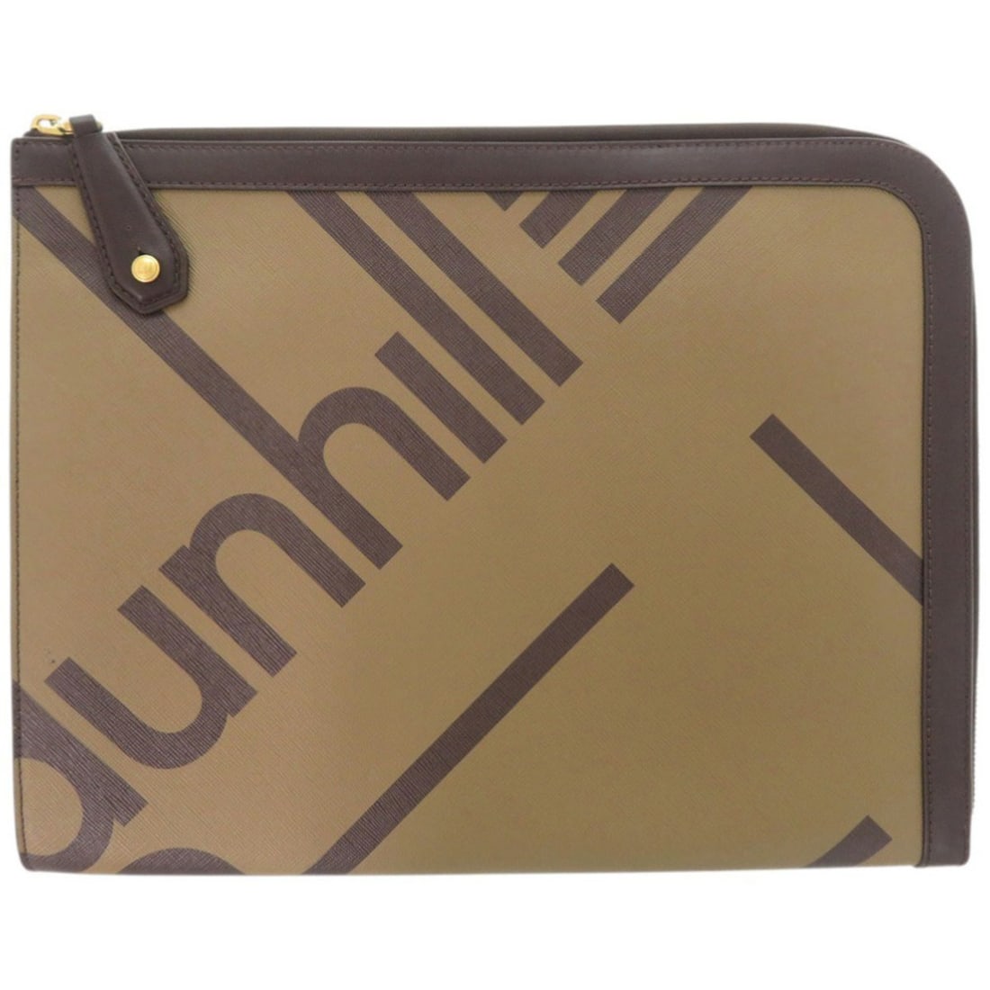 Dunhill Luggage Canvas Zip Folio Leather Brown Clutch Bag (0536) - Men's: --- Catalog ---Category: SizeSize (HxWxD): 28cm x 35.5cm x 3cm / 11.02'' x 13.97'' x 1.18''Category: DesignType: Clutch bagColor: BrownGender: MenMaterial: Leather Category: GeneralBrand: DunhillCount