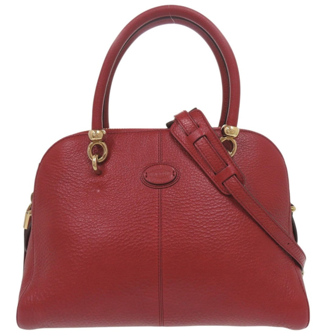 Tod's SELLA Leather Red 2-Way Handbag/Shoulder Bag (0444) (1 of 20)