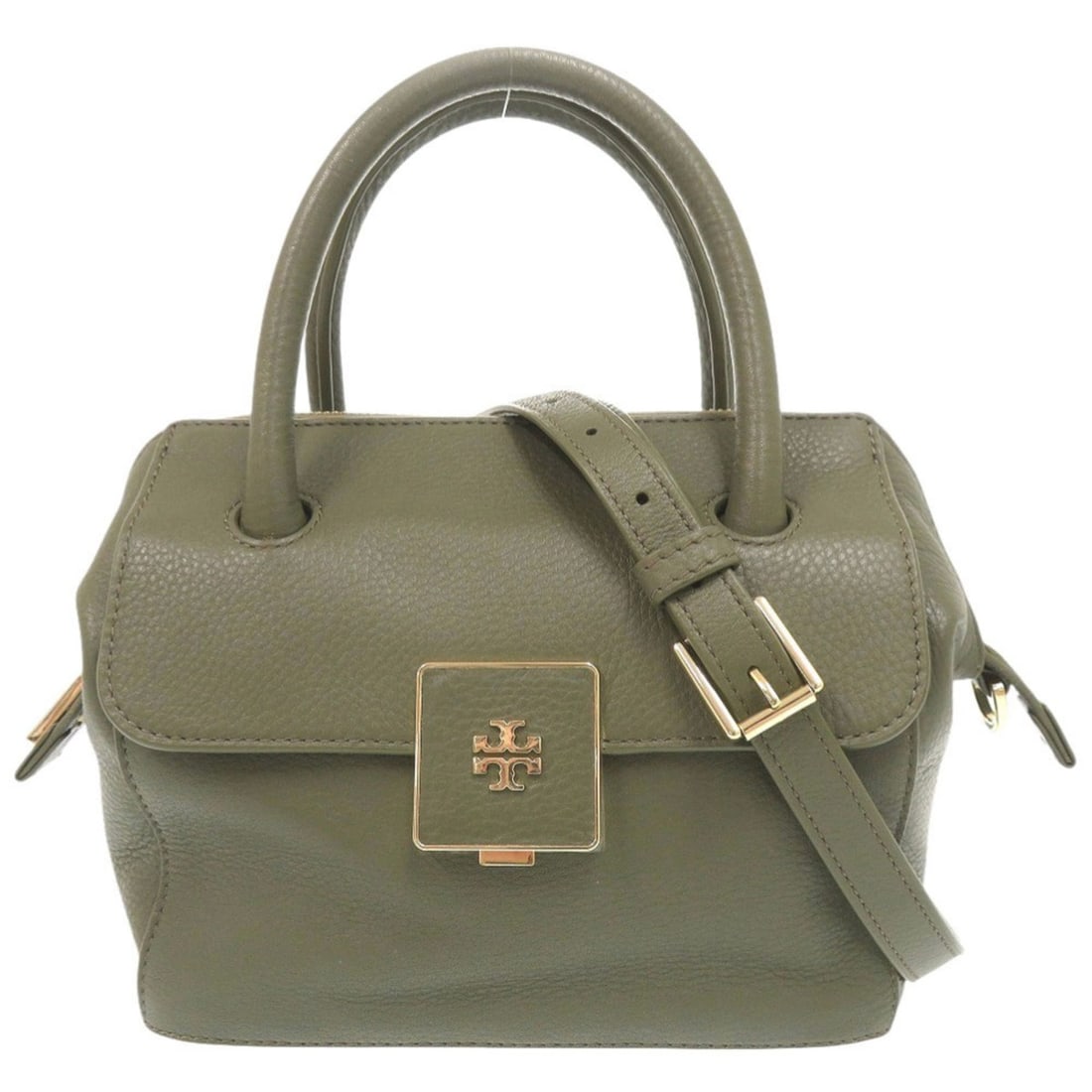 Tory Burch Logo Leather Green 2-Way Handbag Shoulder Bag 0513: --- Catalog ---Category: SizeSize (HxWxD): 18cm x 20cm x 11cm / 7.08'' x 7.87'' x 4.33''Category: DesignType: Handbag, Shoulder bagColor: GreenGender: WomenMaterial: Leather Category: GeneralBrand: To