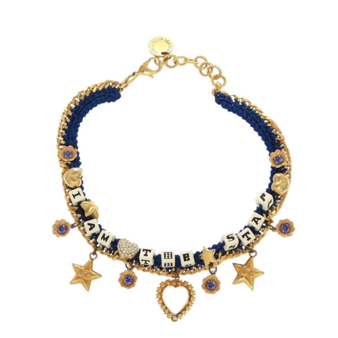 Dolce & Gabbana I am The Star Metal Blue Gold Choker (0440): --- Catalog ---Category: SizeNeck Circumference: 30 cm - 34 cm / 11.81'' - 13.38''Category: DesignColor: Blue, GoldGender: WomenMaterial: MetalNecklace Type: NecklaceCategory: GeneralBrand: Dolce & Ga