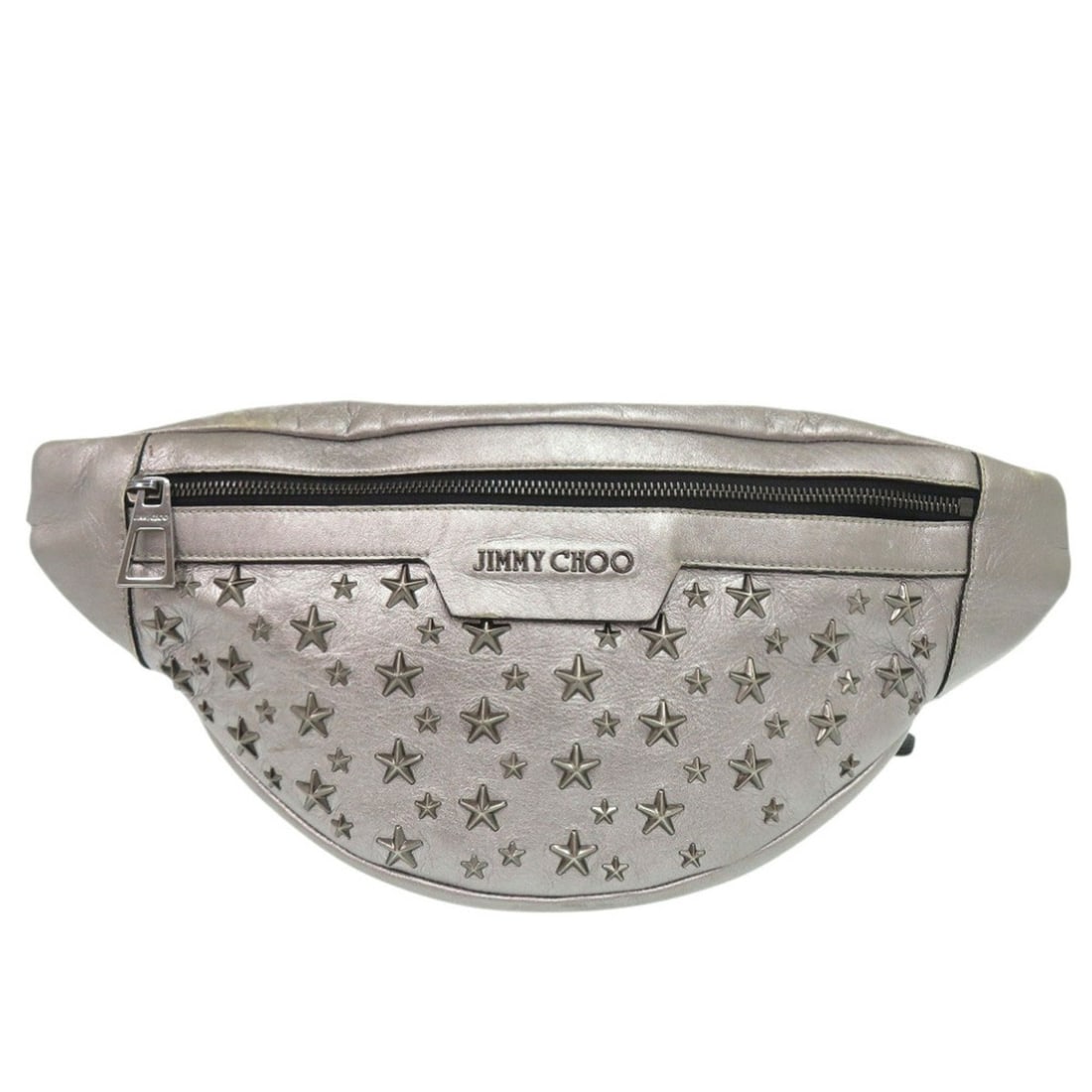 Jimmy Choo Star Studded Waist Bag, Leather, Silver, Body Bag 0485JIMMY CHOO: --- Catalog ---Category: SizeSize (HxWxD): 18.5cm x 30cm x 7cm / 7.28'' x 11.81'' x 2.75''Strap Length: 88cm - 98cm / 34.64'' - 38.58''Category: DesignType: Fanny packColor: Black, SilverGender: Women