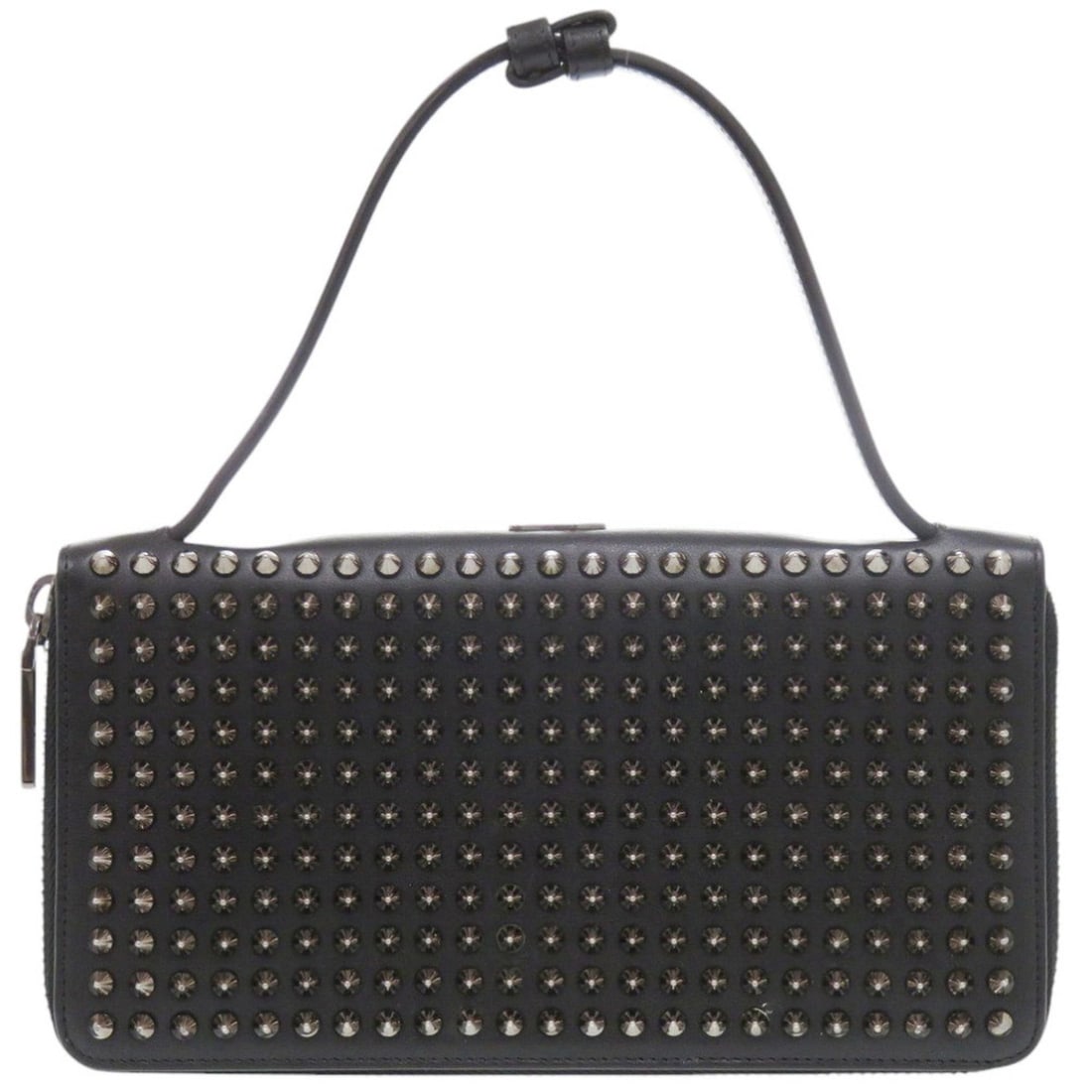Christian Louboutin Round Zip Studded Wallet PANETTONE SPIKES XL 3175209 Leather Black Long 0238: --- Catalog ---Category: SizeSize (HxWxD): 13.5cm x 25cm x 2cm / 5.31'' x 9.84'' x 0.78''Category: DesignType: Long wallet (bi-fold)Color: Black, Red colorGender: WomenClosure: ZipperMaterial: Leather