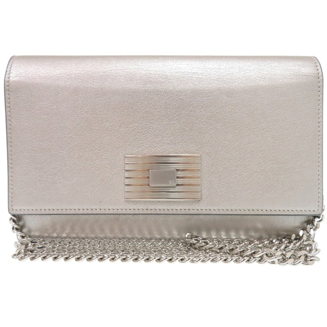 Ralph Lauren Wallet Chain Leather Silver Shoulder Bag 0380RALPH LAUREN: --- Catalog ---Category: SizeSize (HxWxD): 12cm x 19cm x 3cm / 4.72'' x 7.48'' x 1.18''Strap / Chain Length: 1.24m / 48.81''Category: DesignType: Chain/Shoulder walletColor: SilverGender: WomenMateria