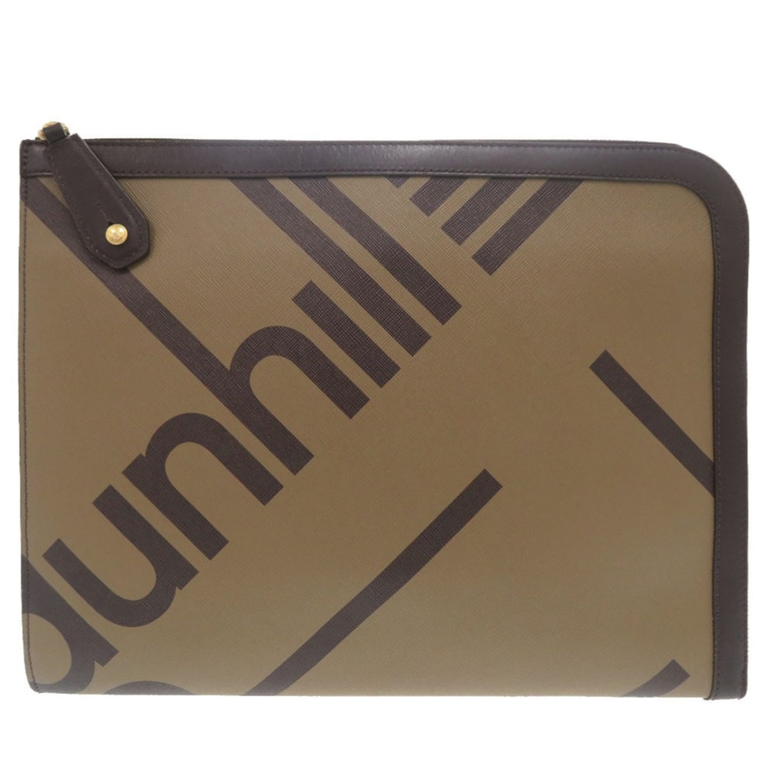 Dunhill Luggage Canvas Zip Folio Leather Brown Clutch Bag (0938) - Men's: --- Catalog ---Category: SizeSize (HxWxD): 28cm x 35.5cm x 3cm / 11.02'' x 13.97'' x 1.18''Category: DesignType: Clutch bagColor: BrownGender: MenClosure: ZipperMaterial: Leather Hardware Color: GoldC