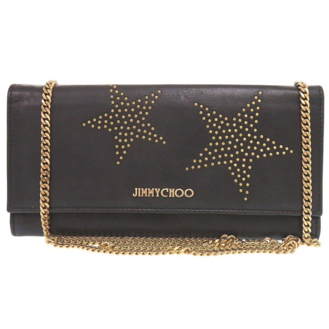 Jimmy Choo Star Studded Leather Black Wallet Chain Shoulder Bag 1197JIMMY CHOO: --- Catalog ---Category: SizeSize (HxWxD): 11cm x 22cm x 2cm / 4.33'' x 8.66'' x 0.78''Strap / Chain Length: 1.28m / 50.39''Category: DesignType: Chain/Shoulder walletColor: BlackGender: WomenMaterial