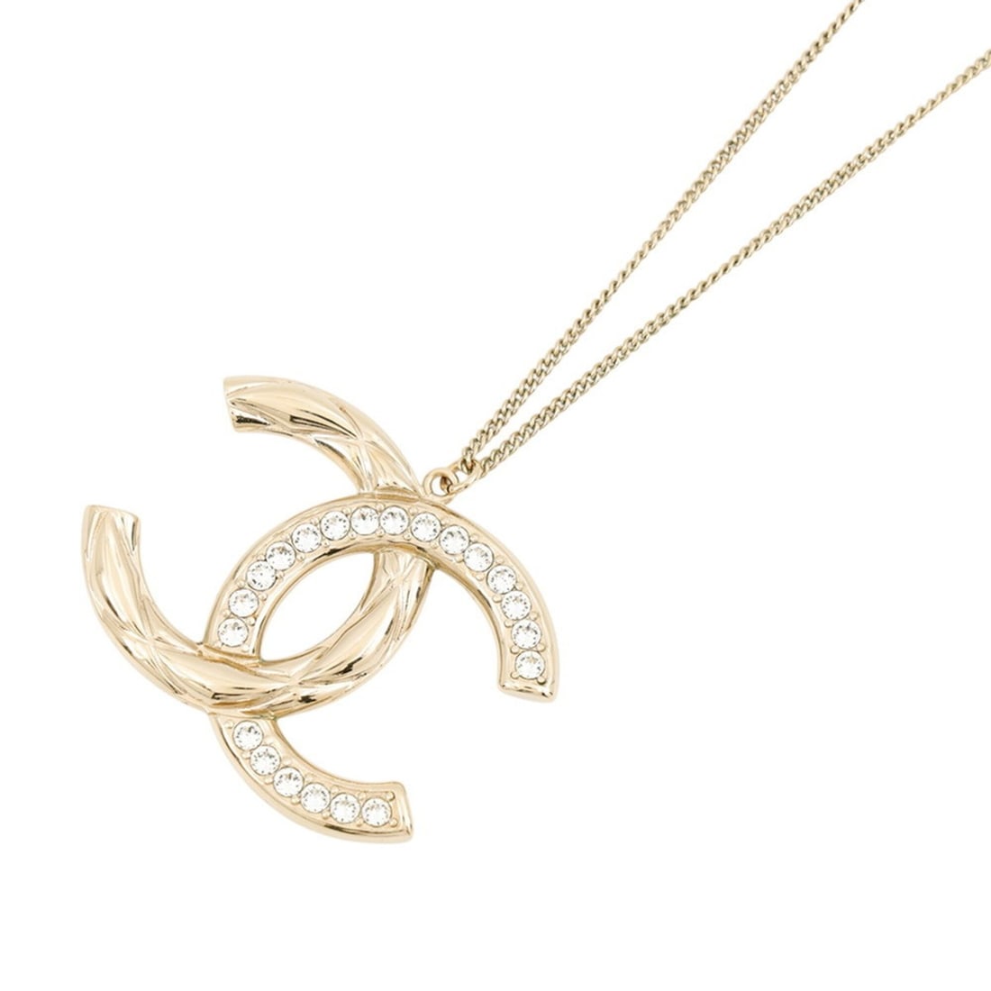 Chanel Necklace Coco Mark Metal Rhinestone B19A AB1456 CHANEL NECKLACE: --- Catalog ---Category: SizePendant Size: 35mm x 50mm / 1.37'' x 1.96''Neck Circumference: 40 cm - 60 cm / 15.74'' - 23.62''Category: DesignColor: GoldStone: RhinestoneGender: WomenMaterial: MetalNec