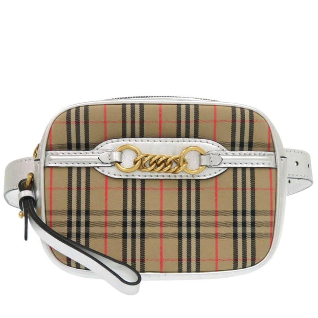 Burberry 1983 Check Waist Bag, Cotton, Beige, Silver, Body 1716BURBERRY: --- Catalog ---Category: SizeSize (HxWxD): 14cm x 20cm x 5cm / 5.51'' x 7.87'' x 1.96''Strap Length: 73cm - 98cm / 28.74'' - 38.58''Category: DesignType: Fanny pack, Sling bagColor: BeigeGender: Women