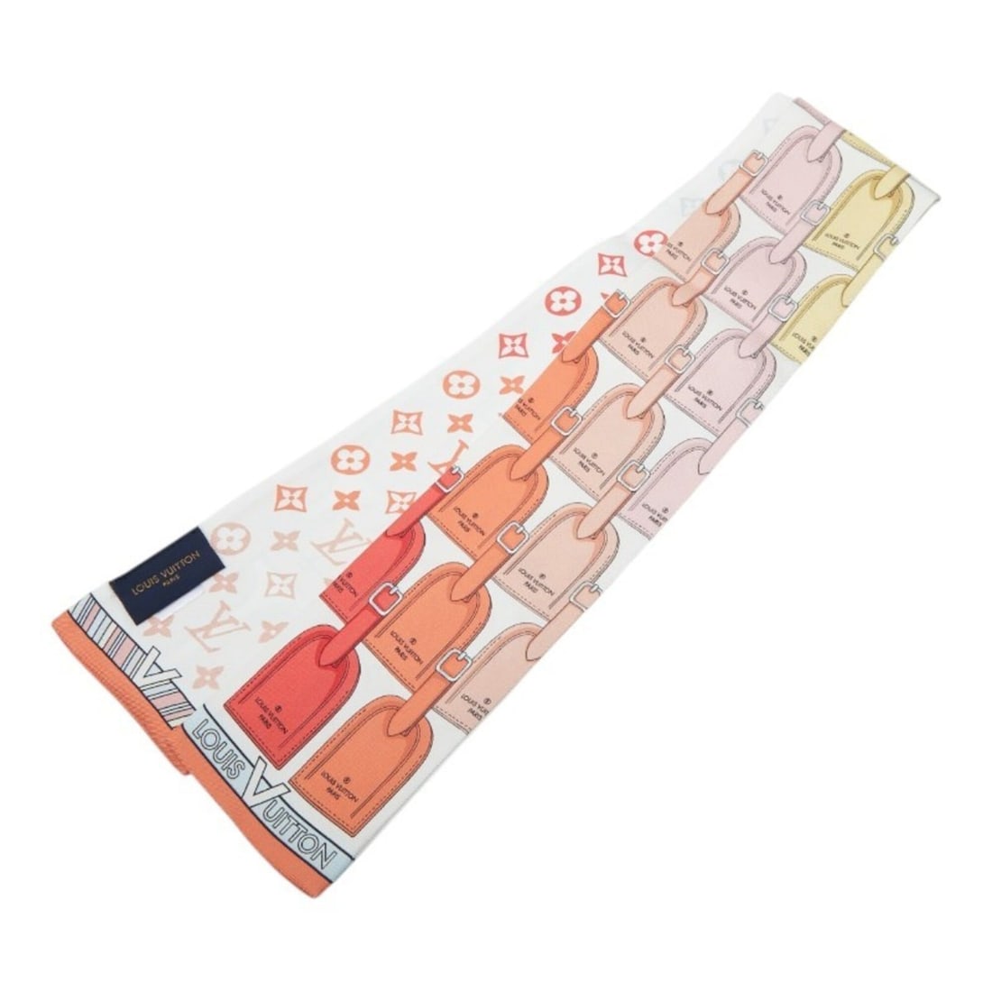 Louis Vuitton Bandeau My LV Tag Scarf Muffler Multicolor White Silk Women's LOUIS VUITTON: --- Catalog ---Category: SizeSize (LxW): 1.19m x 8.19cm / 46.85'' x 3.22''Category: DesignType: ScarfColor: Multi-color, WhiteGender: WomenMaterial: Silk Category: GeneralBrand: Louis Vuitton--- Item 