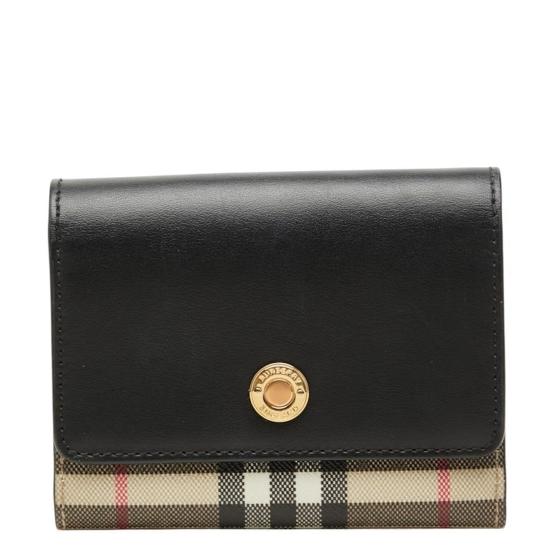 Burberry Nova Check Tri-fold Wallet, Black/Beige Leather, Women's BURBERRY (1 of 10)