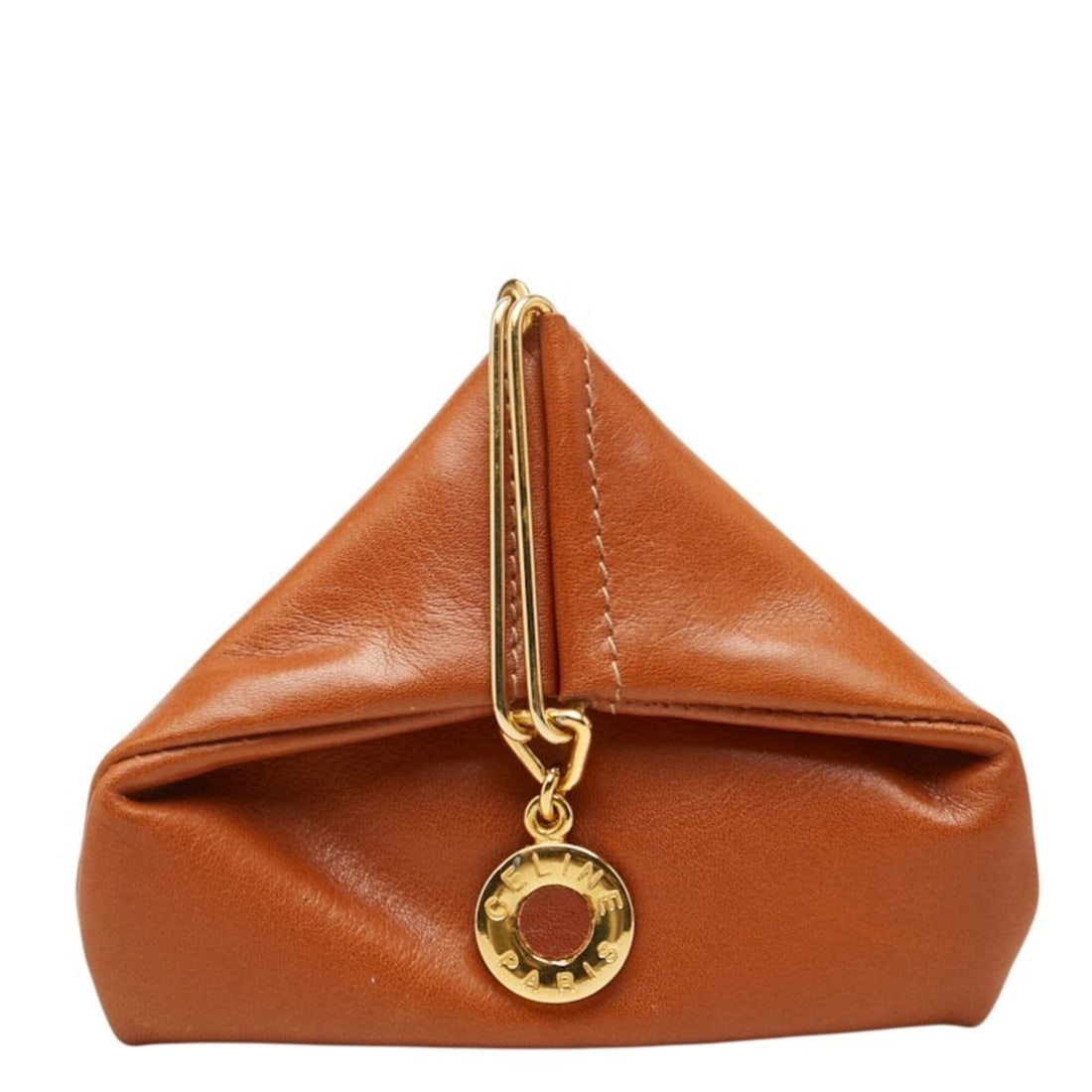 Celine Vintage Coin Purse/Wallet, Triangle Shape, M12, Brown, Gold Hardware, Leather, Women's CELINE: --- Catalog ---Category: SizeSize (HxWxD): 8.5cm x 9.5cm x 7.00mm / 3.34'' x 3.74'' x 0.27''Category: DesignType: Coin purse/coin caseColor: BrownGender: WomenSeason: VintageMaterial: Leather Category