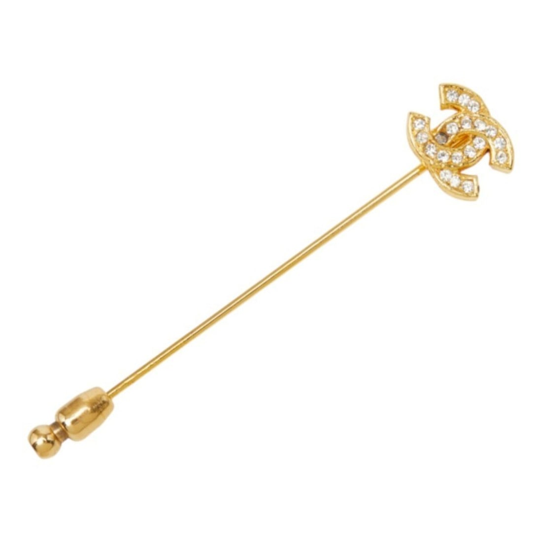 Chanel Coco Mark Pin Brooch Stick Gold Plated Rhinestone Women's CHANEL: --- Catalog ---Category: SizeCharm Size: 9.40mm x 1.23cm / 0.37'' x 0.48''Category: DesignType: Pin broochColor: GoldStone: RhinestoneGender: WomenCategory: GeneralBrand: Chanel--- Item List ---Sectio