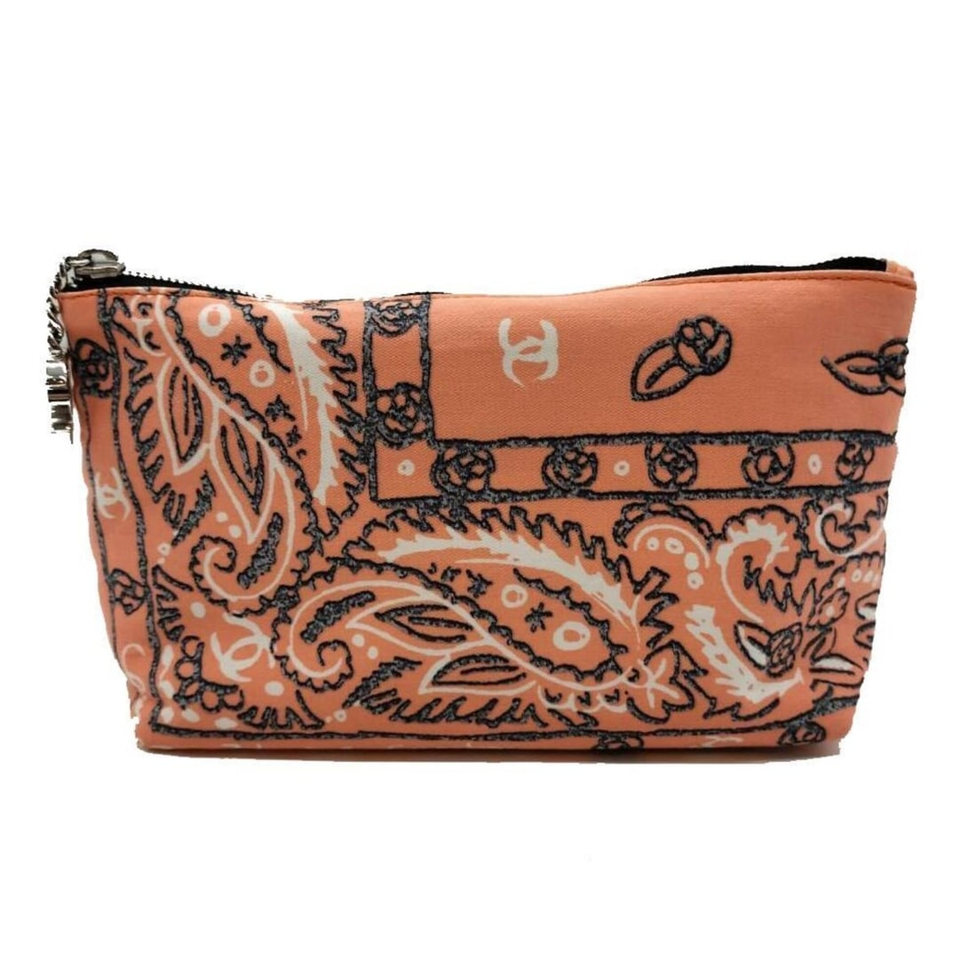 Chanel Paisley Pattern Coral Cotton Canvas Size 1 Women's: --- Catalog ---Category: SizeWeight: 138g / 4.86oz.Size (HxWxD): 13.5cm x 20.5cm x 8cm / 5.31'' x 8.07'' x 3.14''Category: DesignType: PouchGender: WomenClosure: ZipperMaterial: Cotton canvas Category